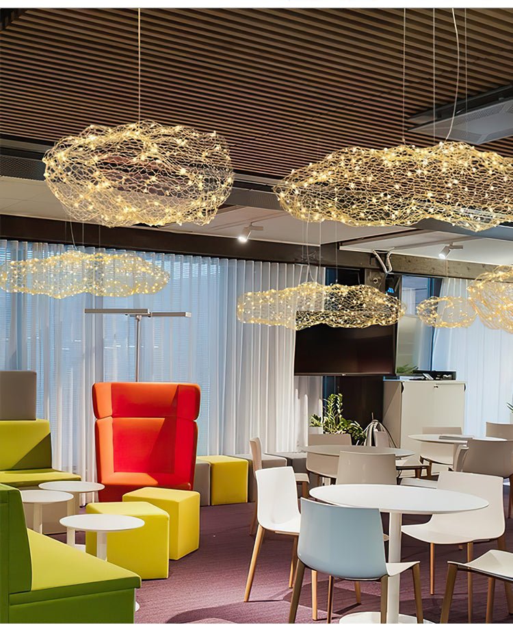 Golden Cloud Weave Pendant Light