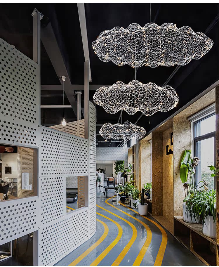 Golden Cloud Weave Pendant Light
