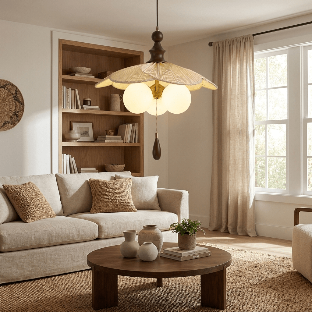 Vintage Pleated Petal Pendant Light