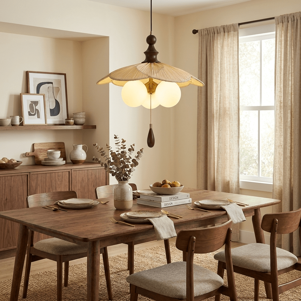 Vintage Pleated Petal Pendant Light