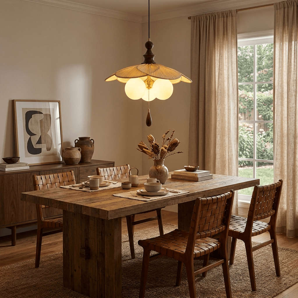 Vintage Pleated Petal Pendant Light