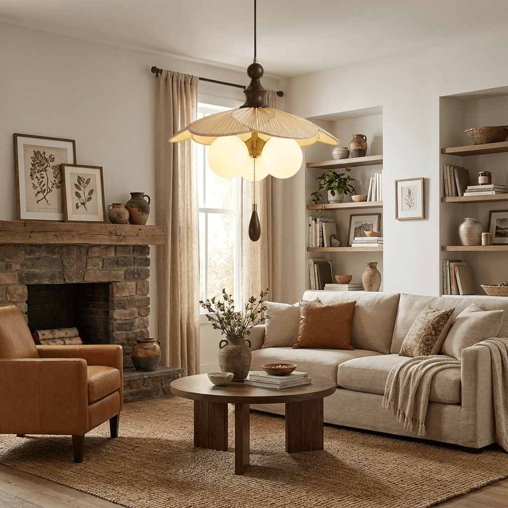 Vintage Pleated Petal Pendant Light