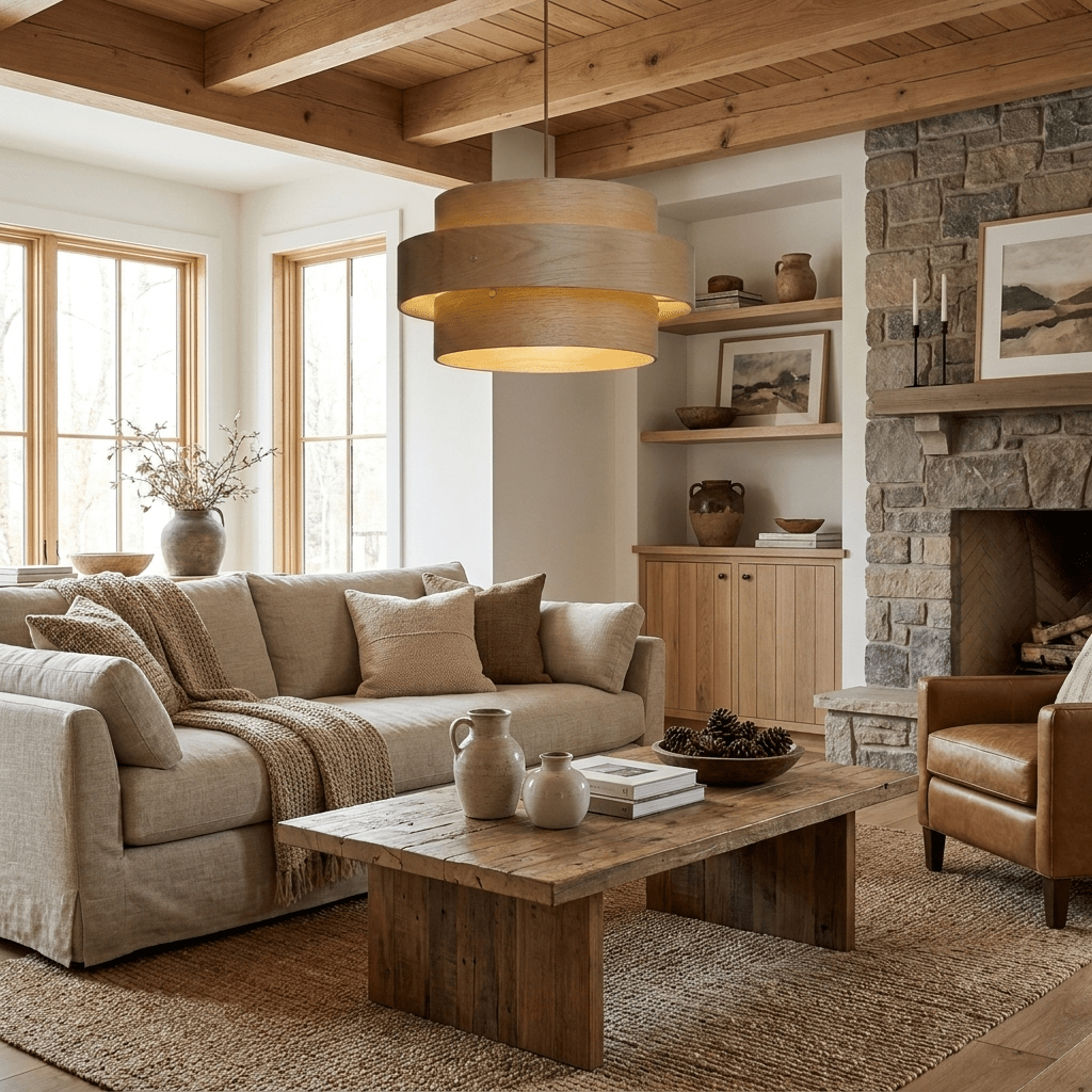 Layered Wood Veneer Pendant Light