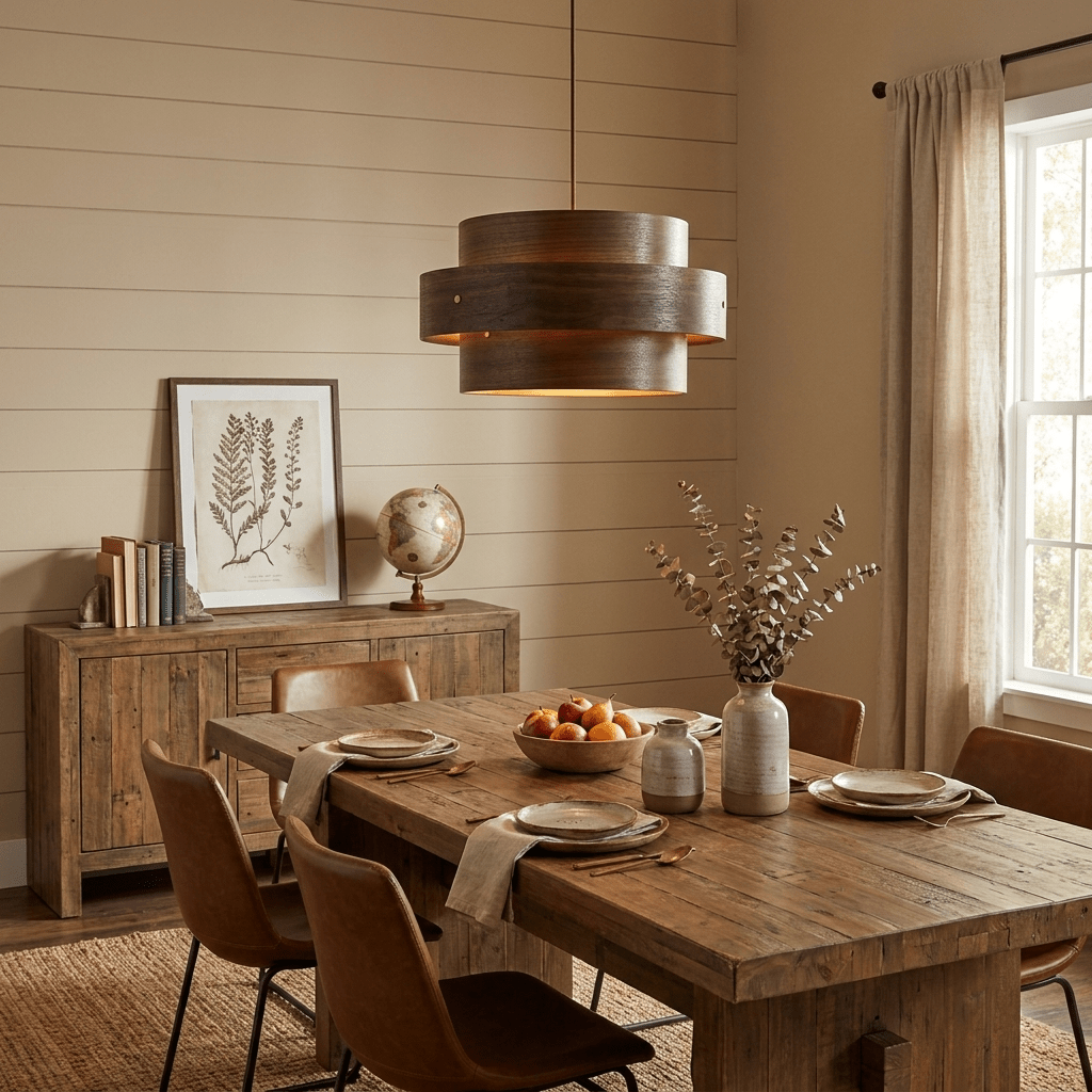 Layered Wood Veneer Pendant Light