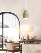 Earthy Travertine Cone Pendant Light