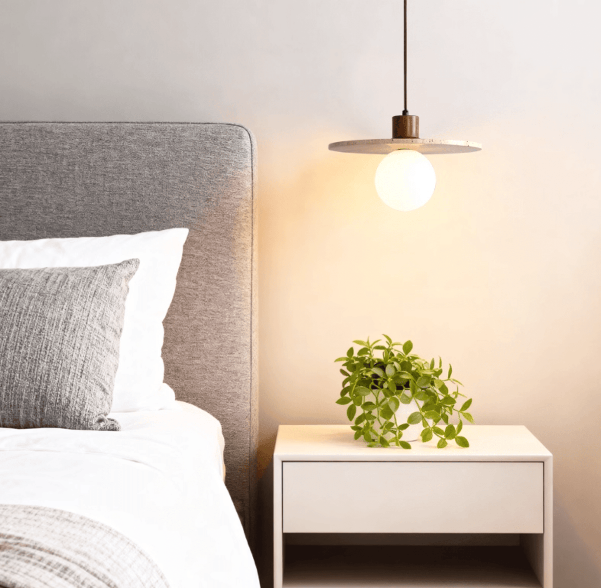 Travertine Disk Globe Pendant Light