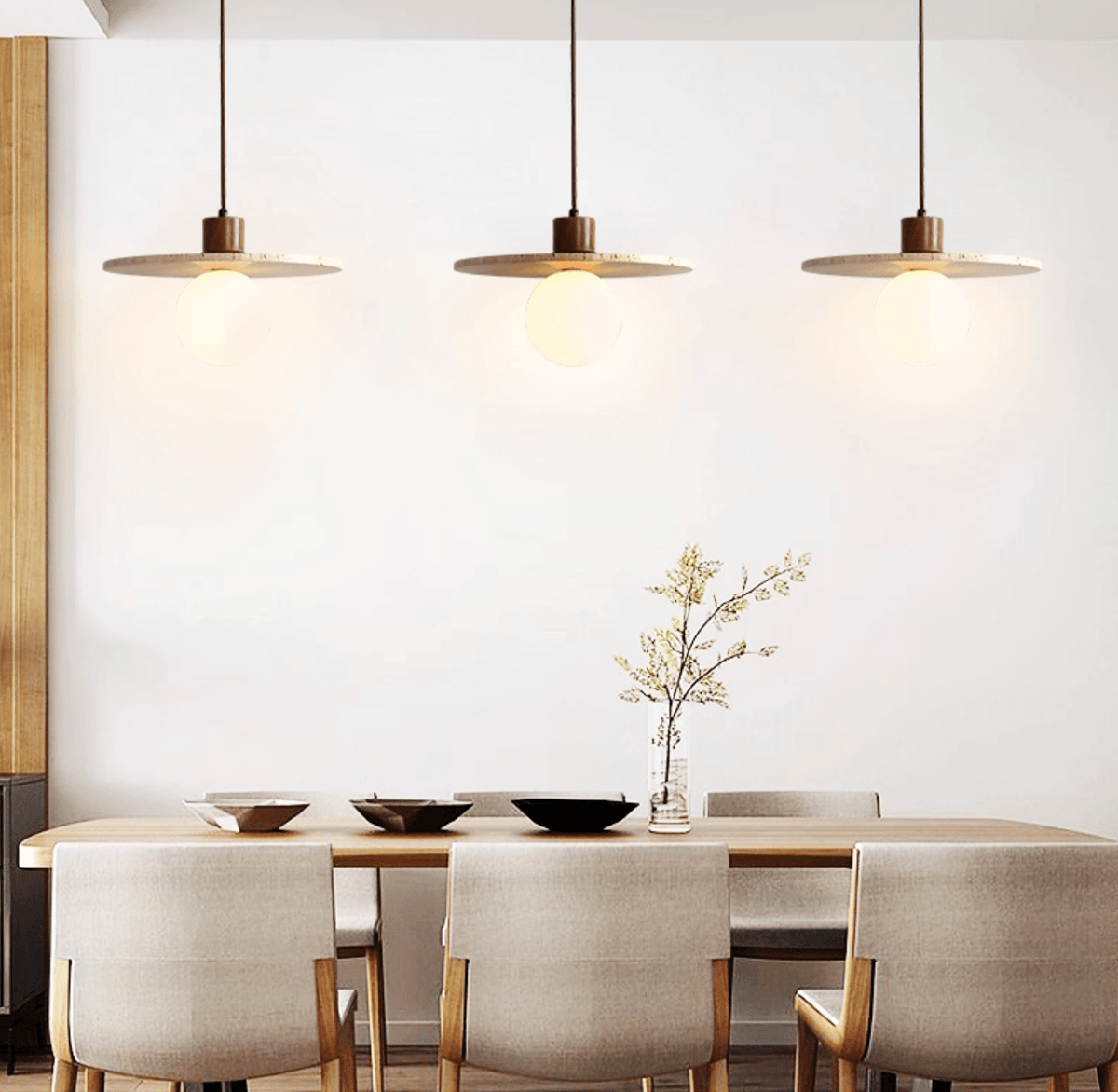 Travertine Disk Globe Pendant Light