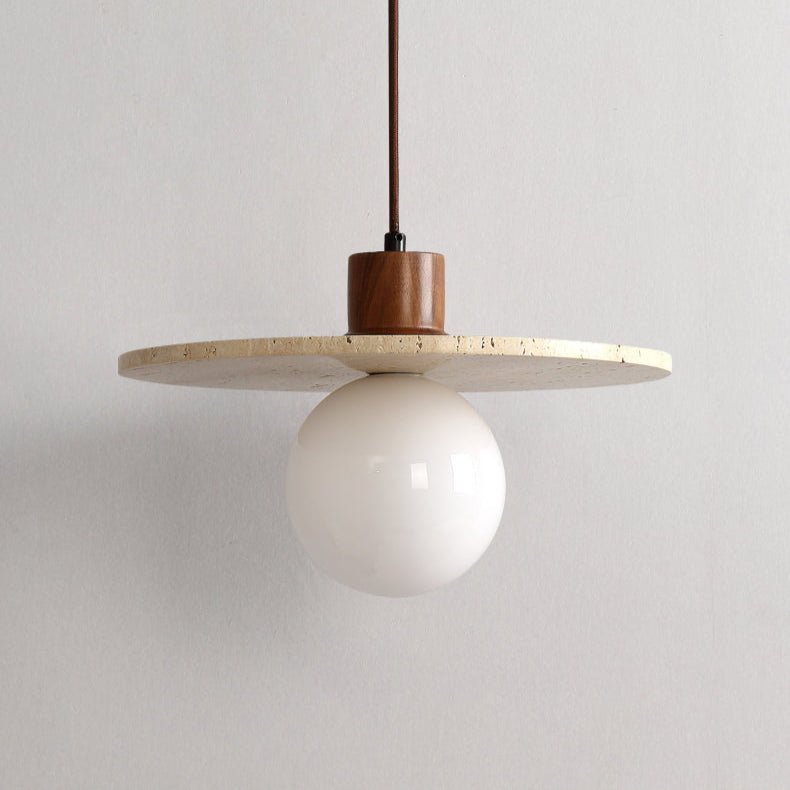 Travertine Disk Globe Pendant Light