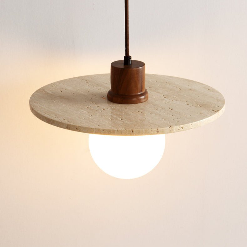 Travertine Disk Globe Pendant Light