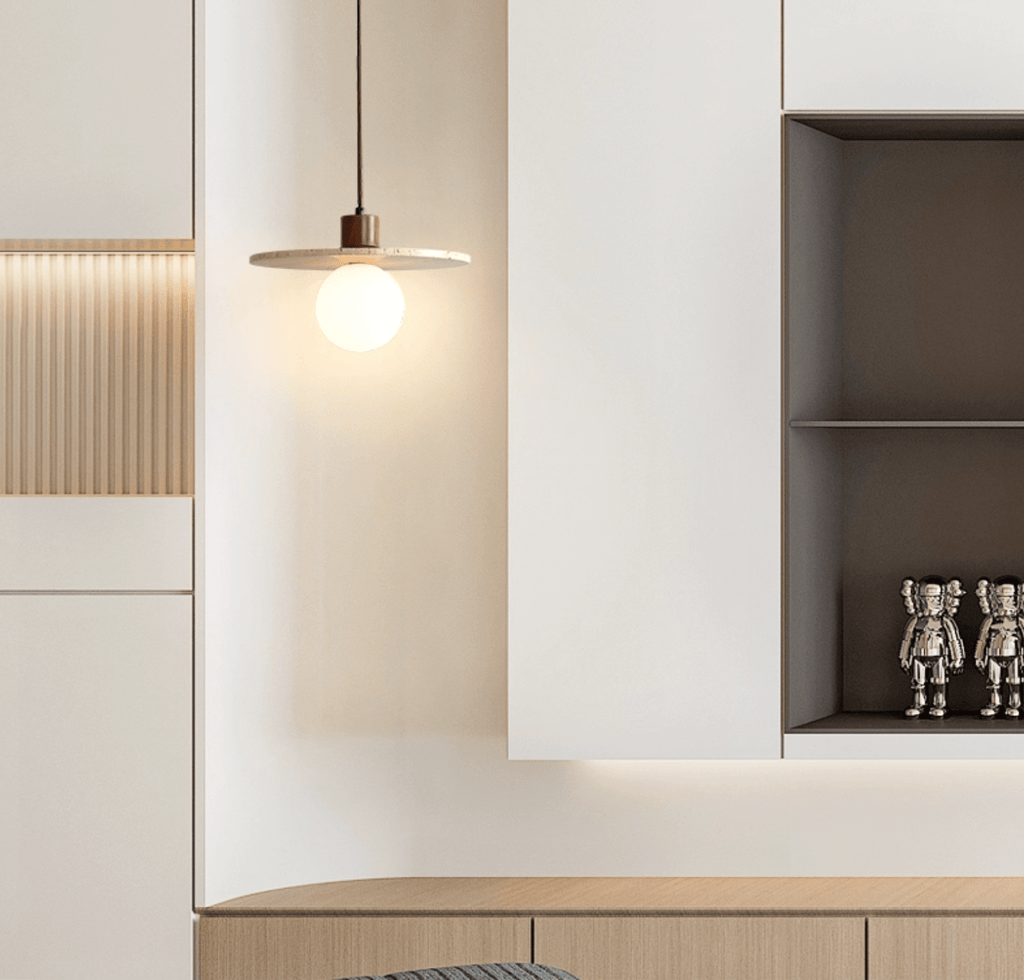 Travertine Disk Globe Pendant Light