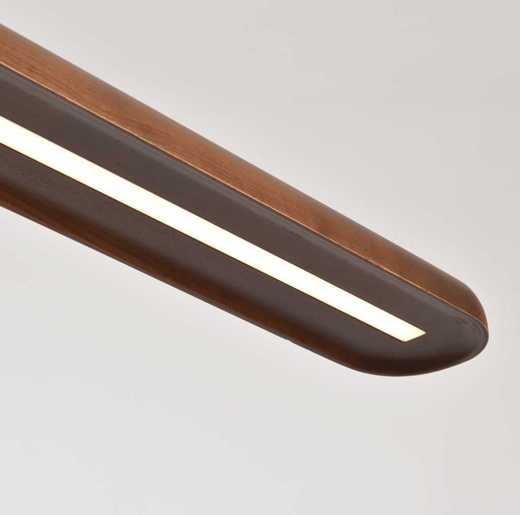 Wide Wood Linear Pendant Light