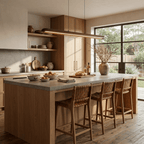 Wide Wood Linear Pendant Light