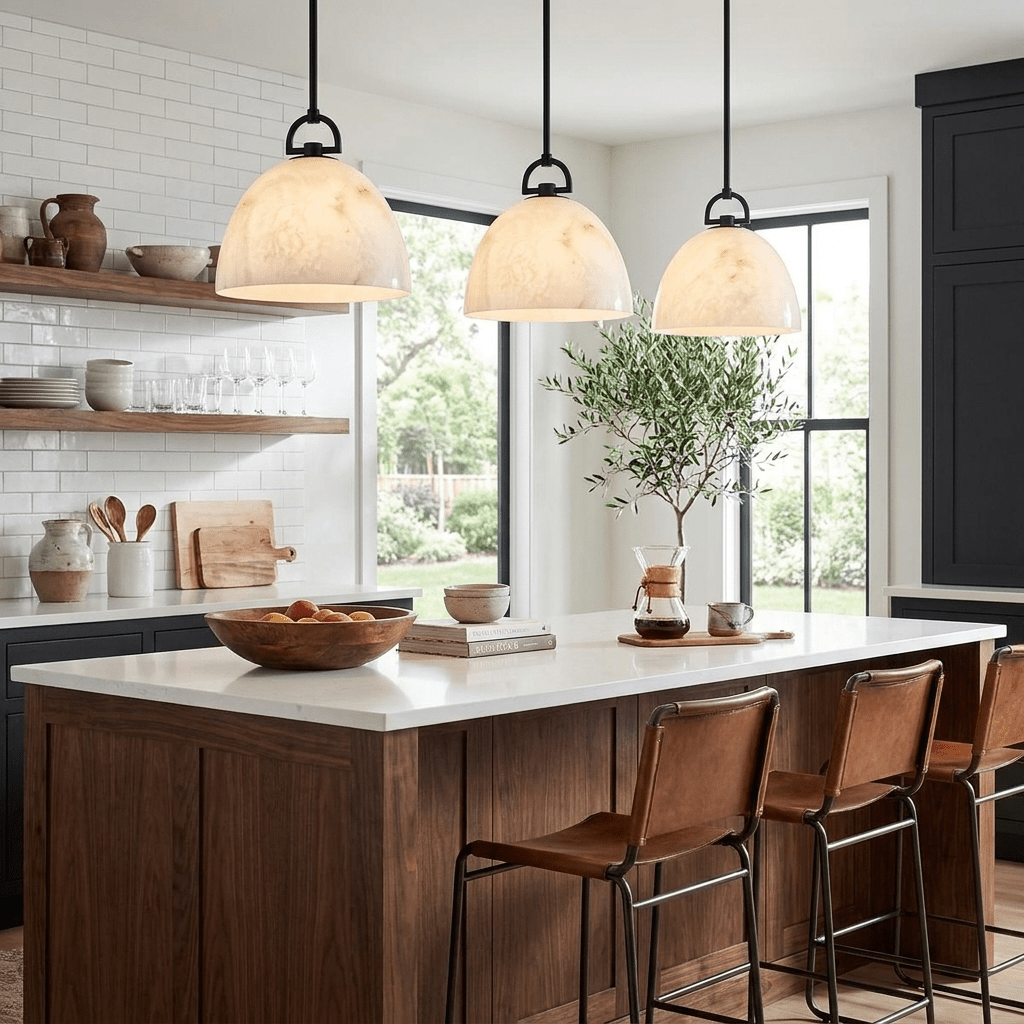 Aurelian Alabaster Dome Pendant Light