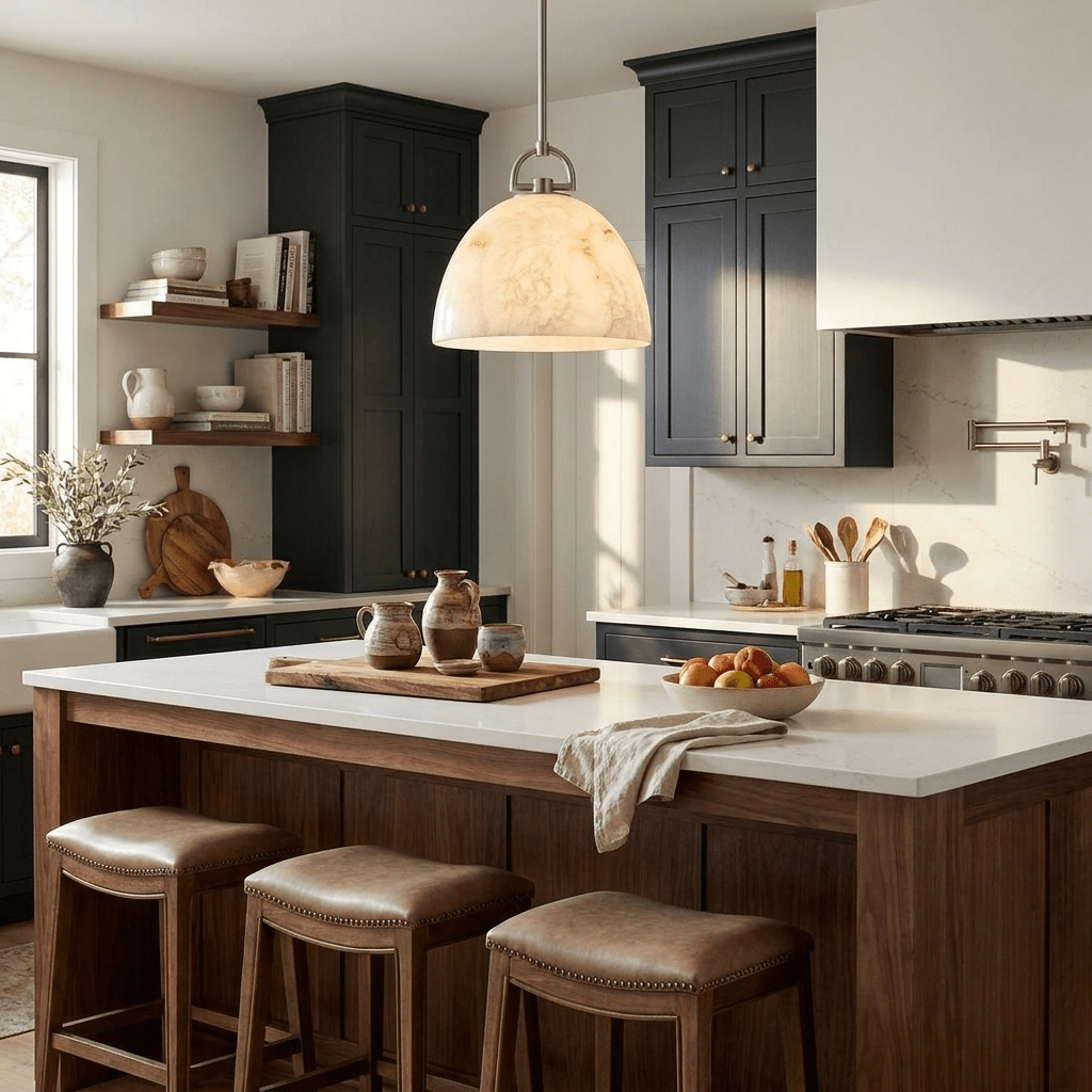 Aurelian Alabaster Dome Pendant Light