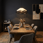 Fabric Cone Black Fringe Pendant Lamp