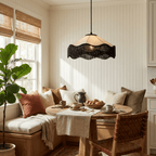 Fabric Cone Black Fringe Pendant Lamp