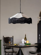 Fabric Cone Black Fringe Pendant Lamp