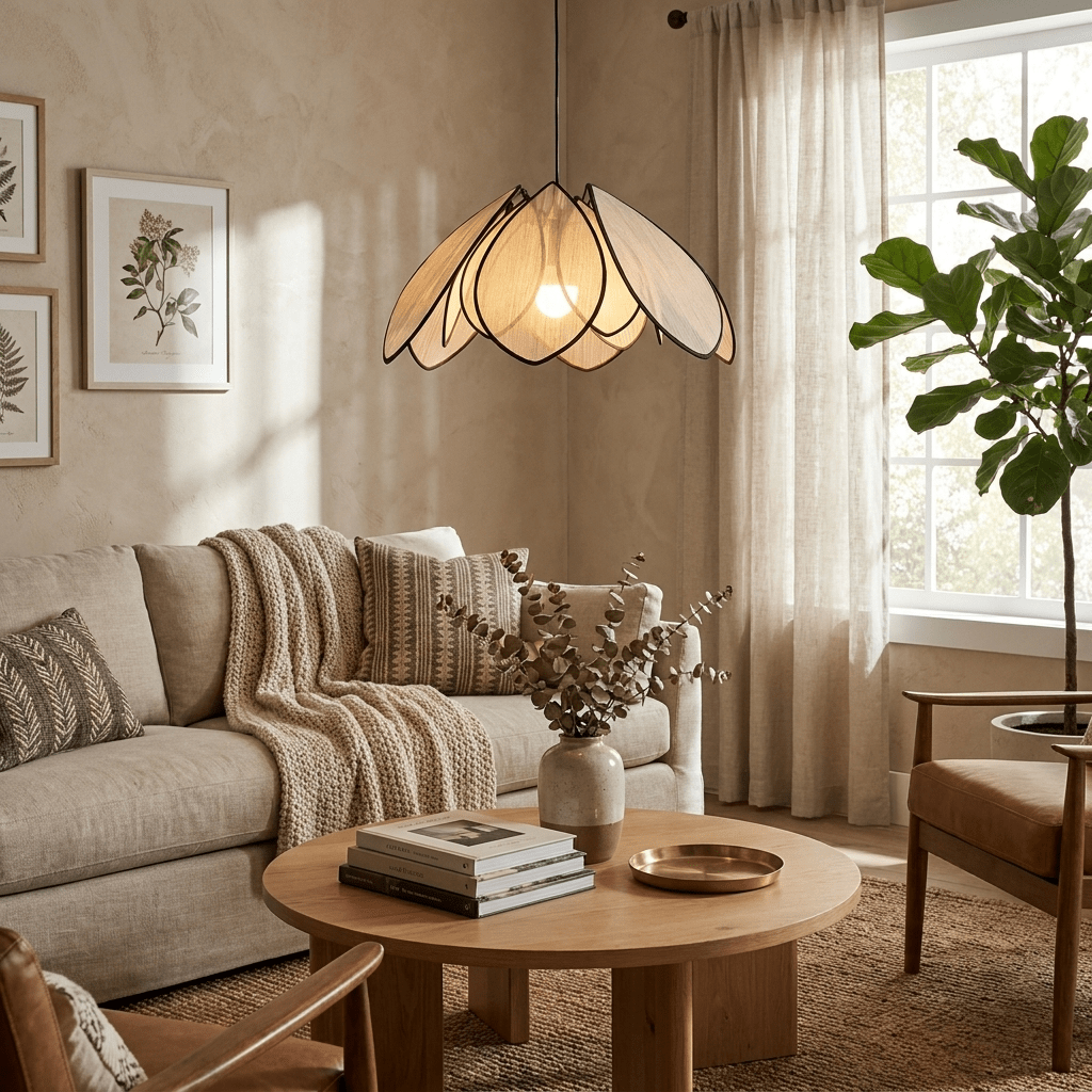 Lotus Petal Plant Fiber Pendant Lamp