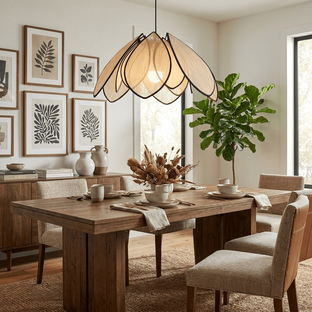 Lotus Petal Plant Fiber Pendant Lamp