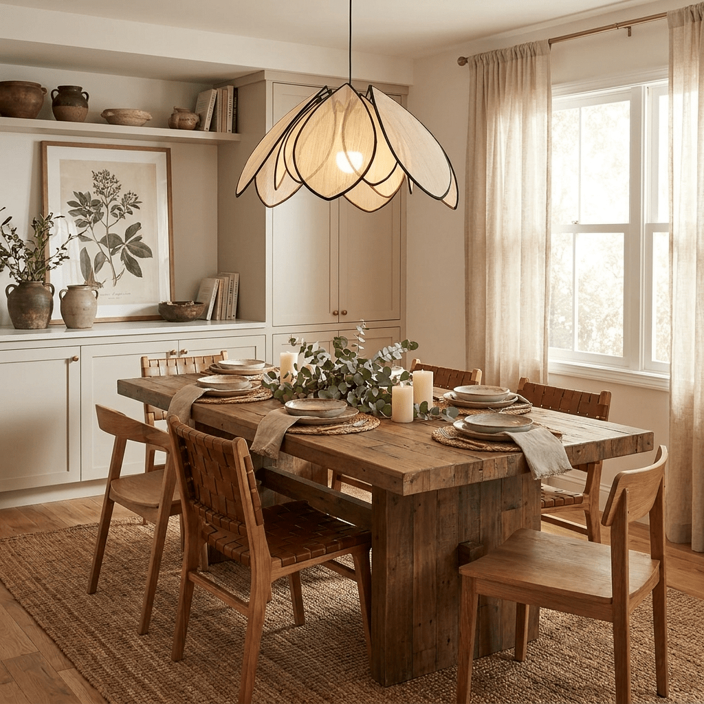 Lotus Petal Plant Fiber Pendant Lamp