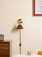 Vintage Wood Plug-in Wall Lamp