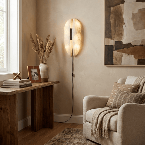 Alabaster Veil Plug-in Wall Sconce