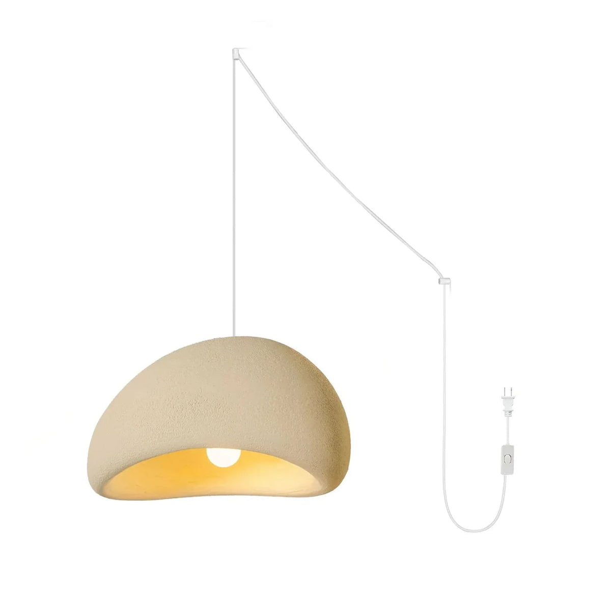 ∅ 11.8″ x H 6.7″ / Beige & White Hanging Wire / US Plug