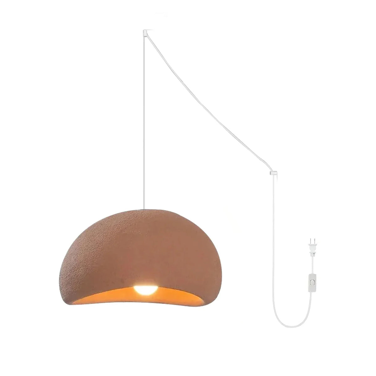 ∅ 11.8″ x H 6.7″ / Brown & White Hanging Wire / US Plug