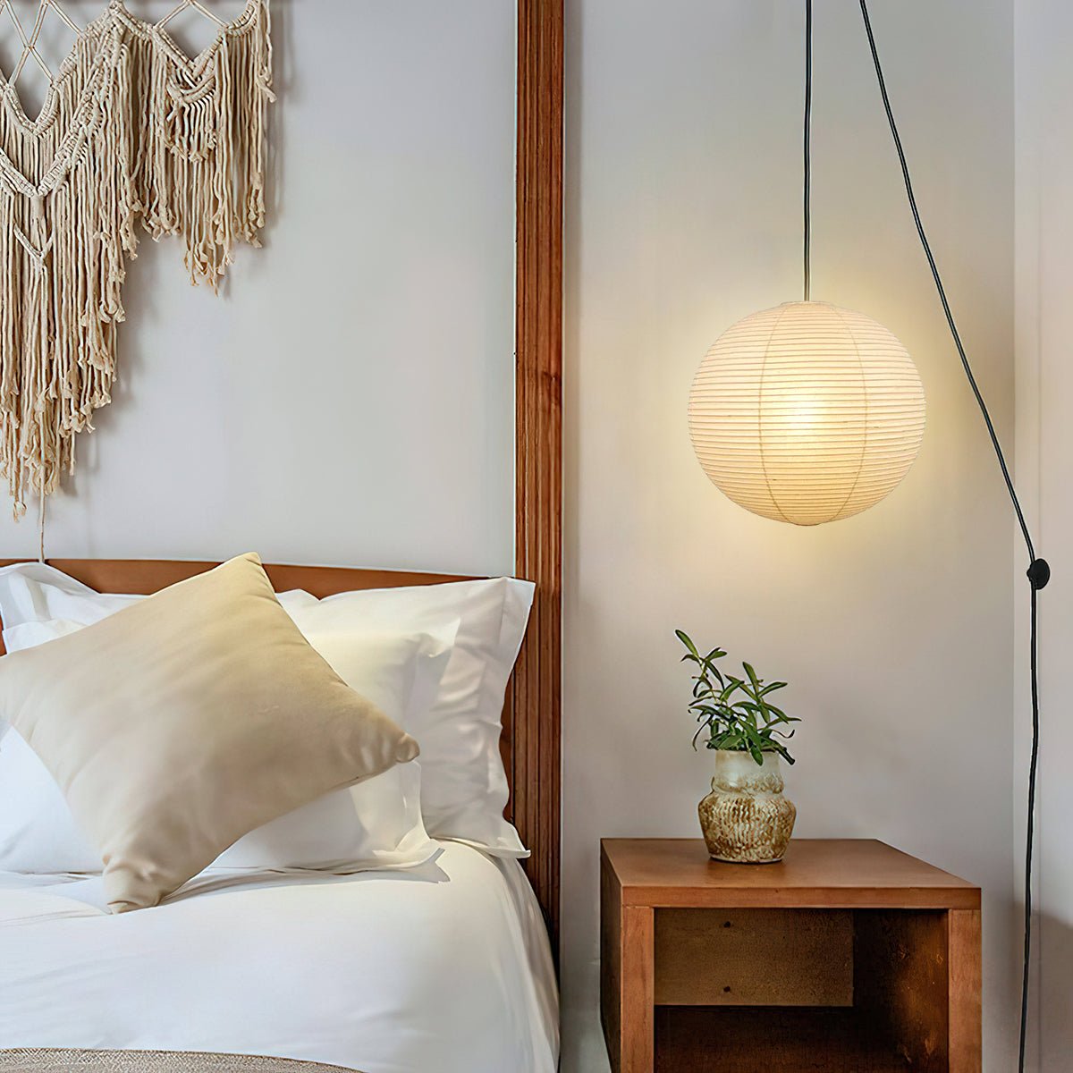 Kozo Paper Globe Swag Pendant (white plug wire)