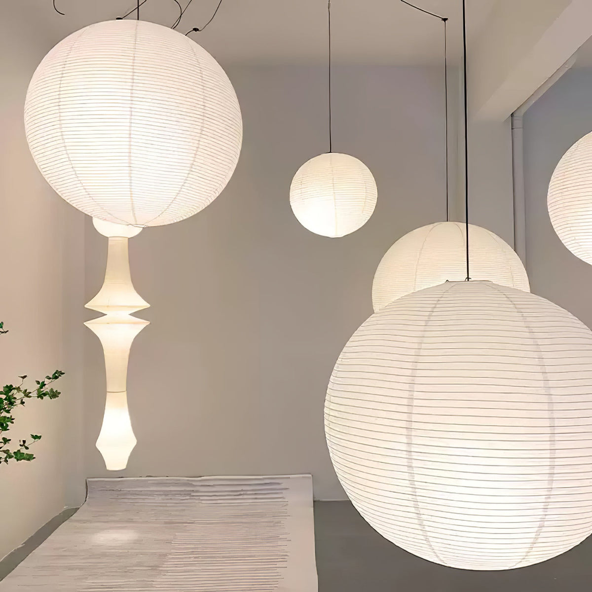 Kozo Paper Globe Swag Pendant (white plug wire)
