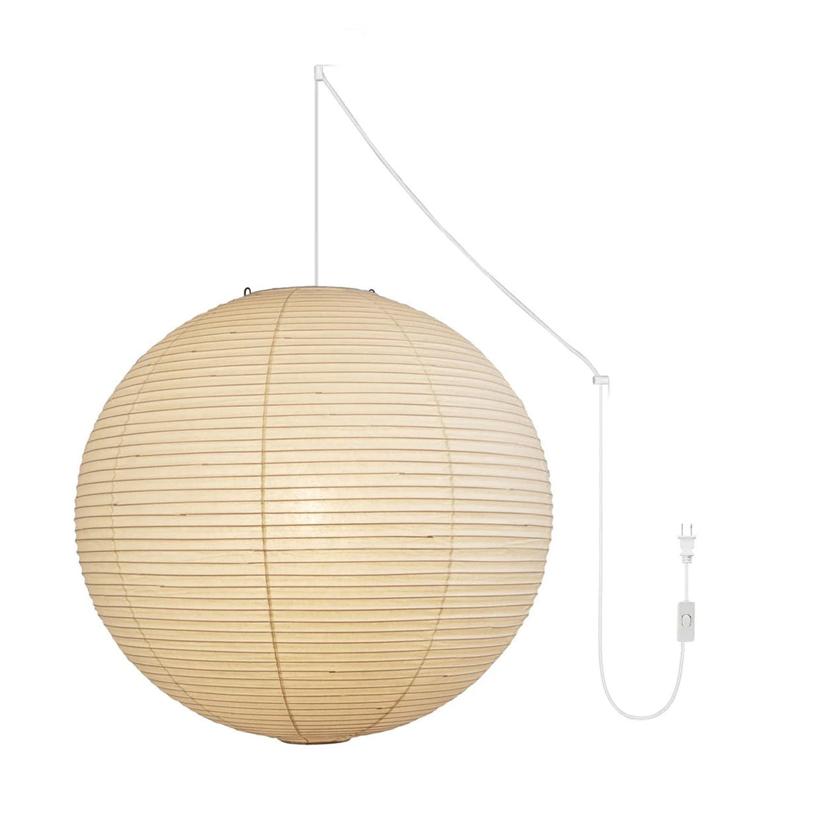 Kozo Paper Globe Swag Pendant (white plug wire)