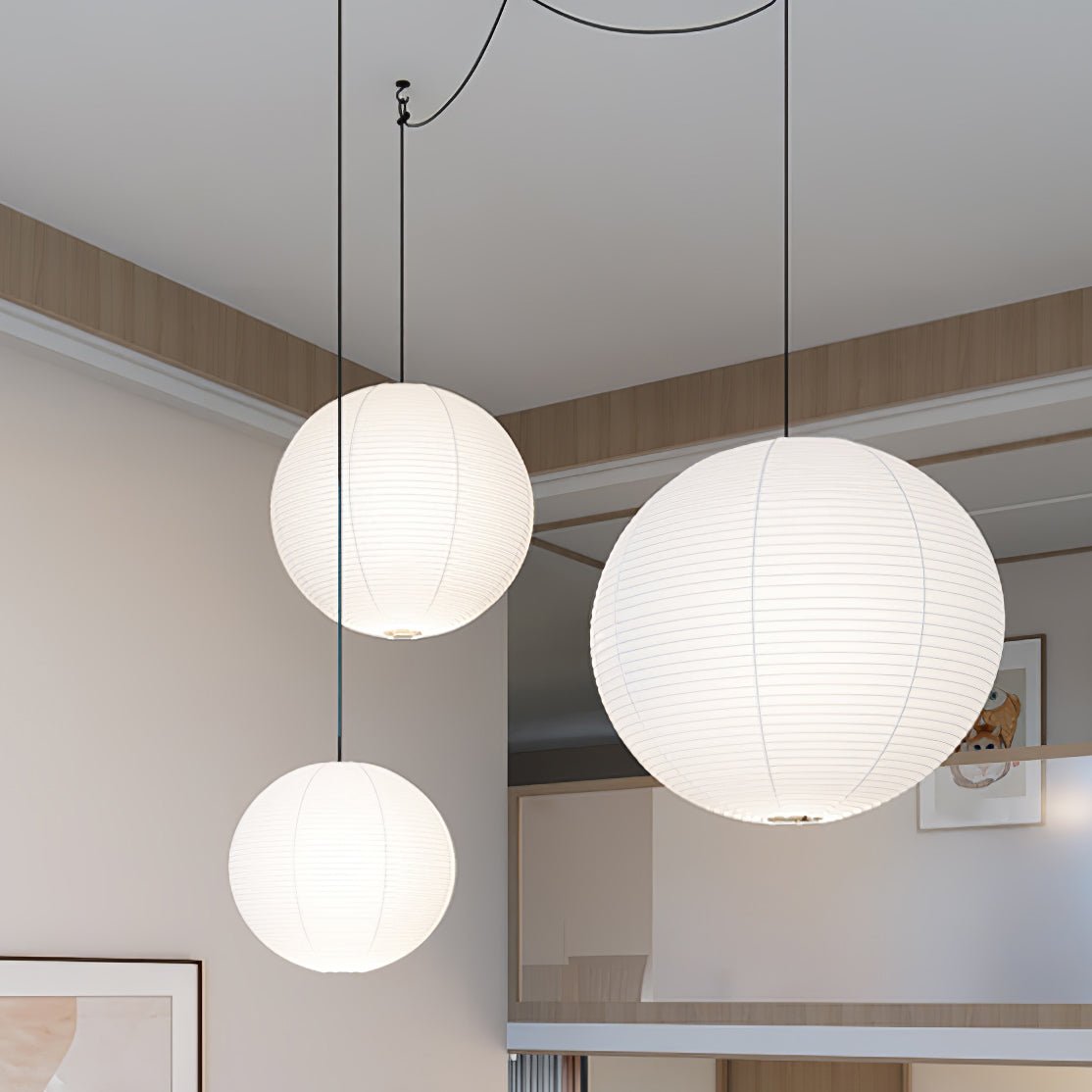 Kozo Paper Globe Swag Pendant (white plug wire)