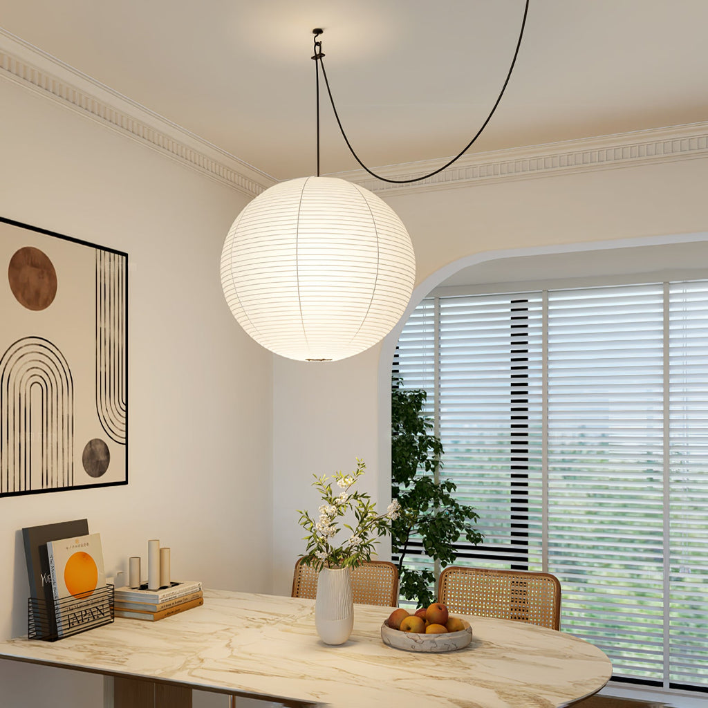 Kozo Paper Globe Swag Pendant (white plug wire)