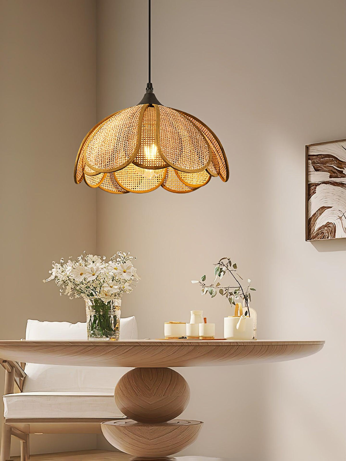 Bloom Rattan Swag Pendant Lamp