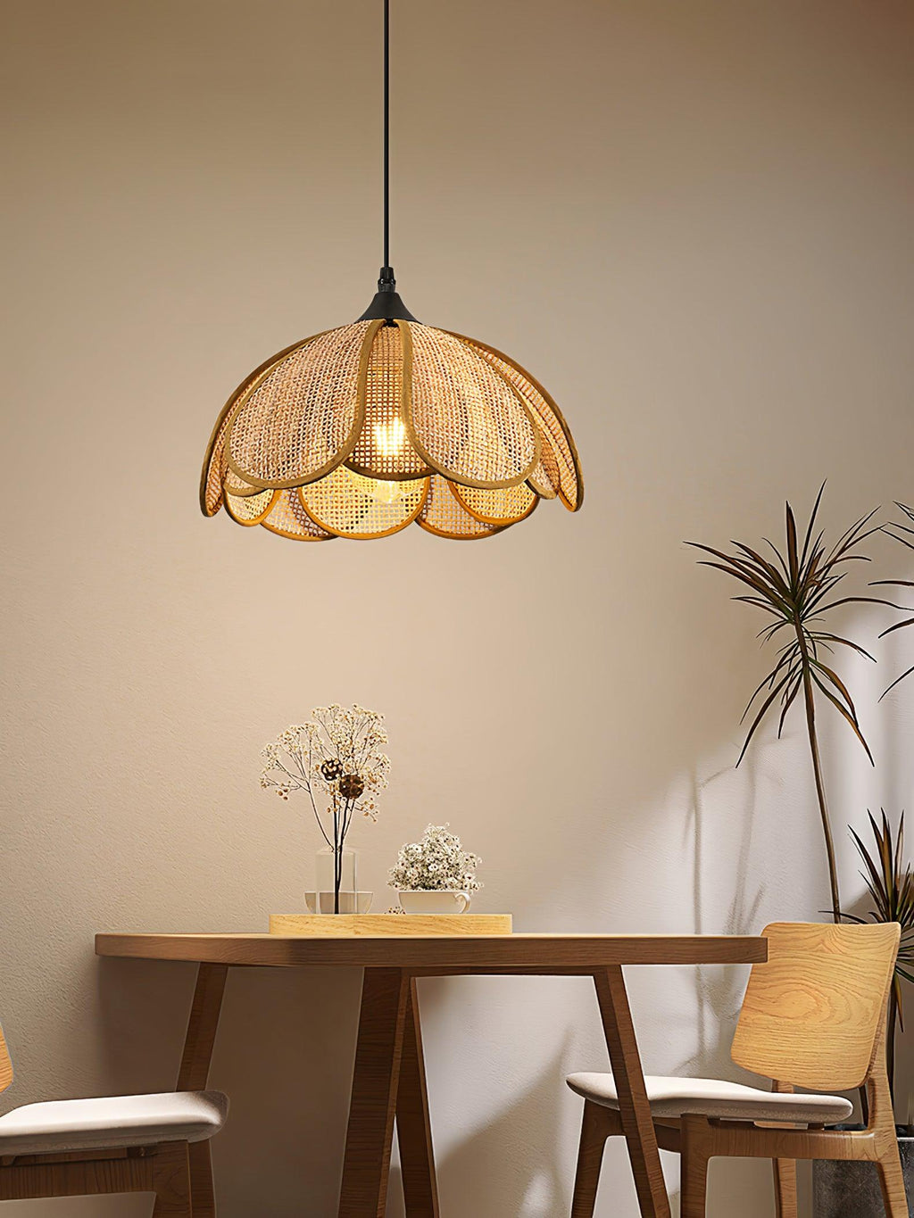Bloom Rattan Swag Pendant Lamp