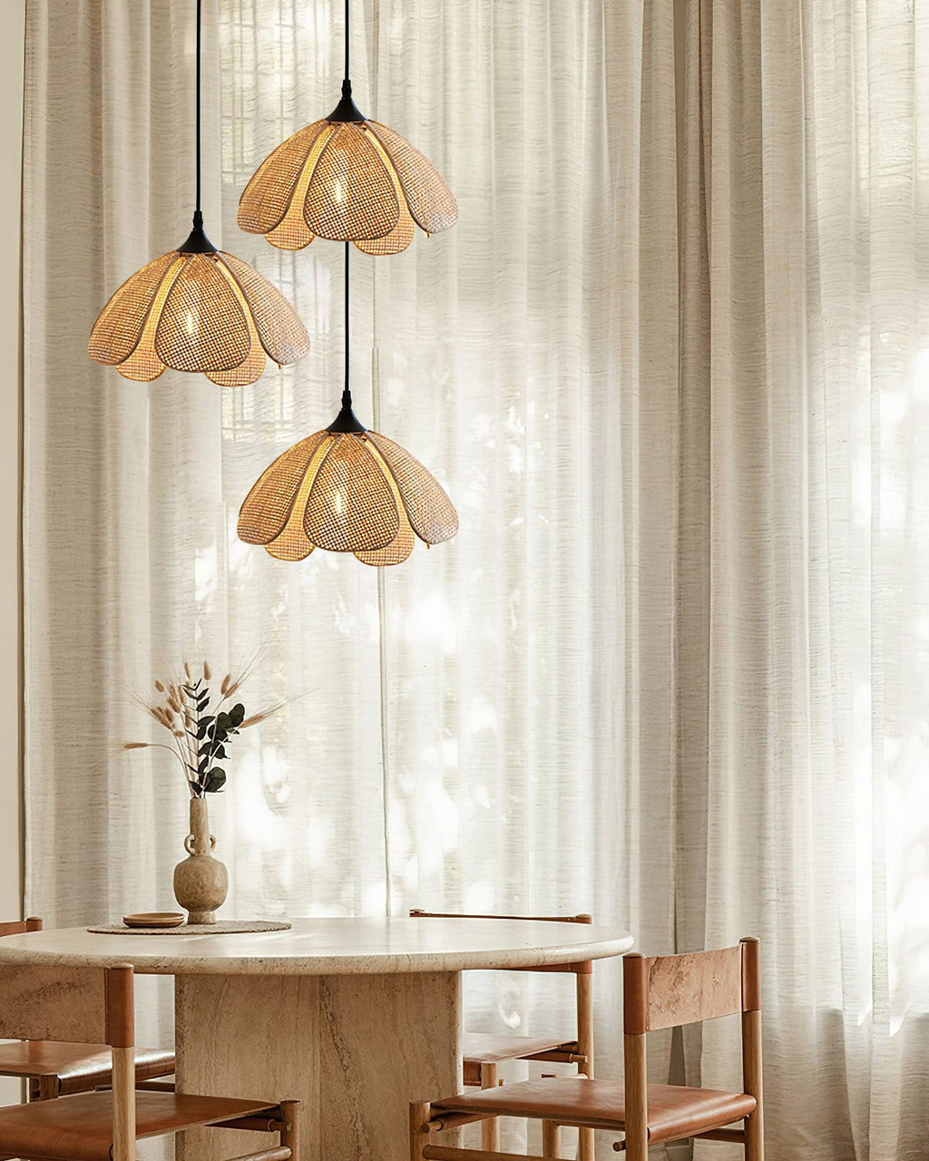 Bloom Rattan Swag Pendant Lamp