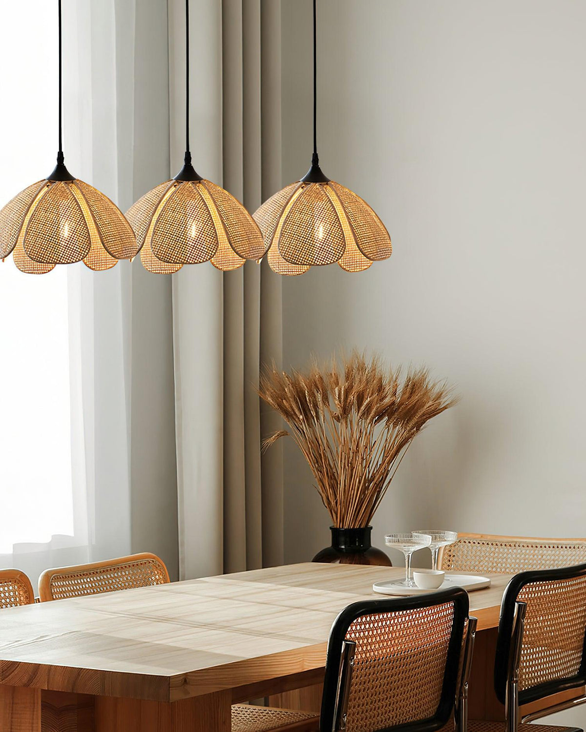 Bloom Rattan Swag Pendant Lamp