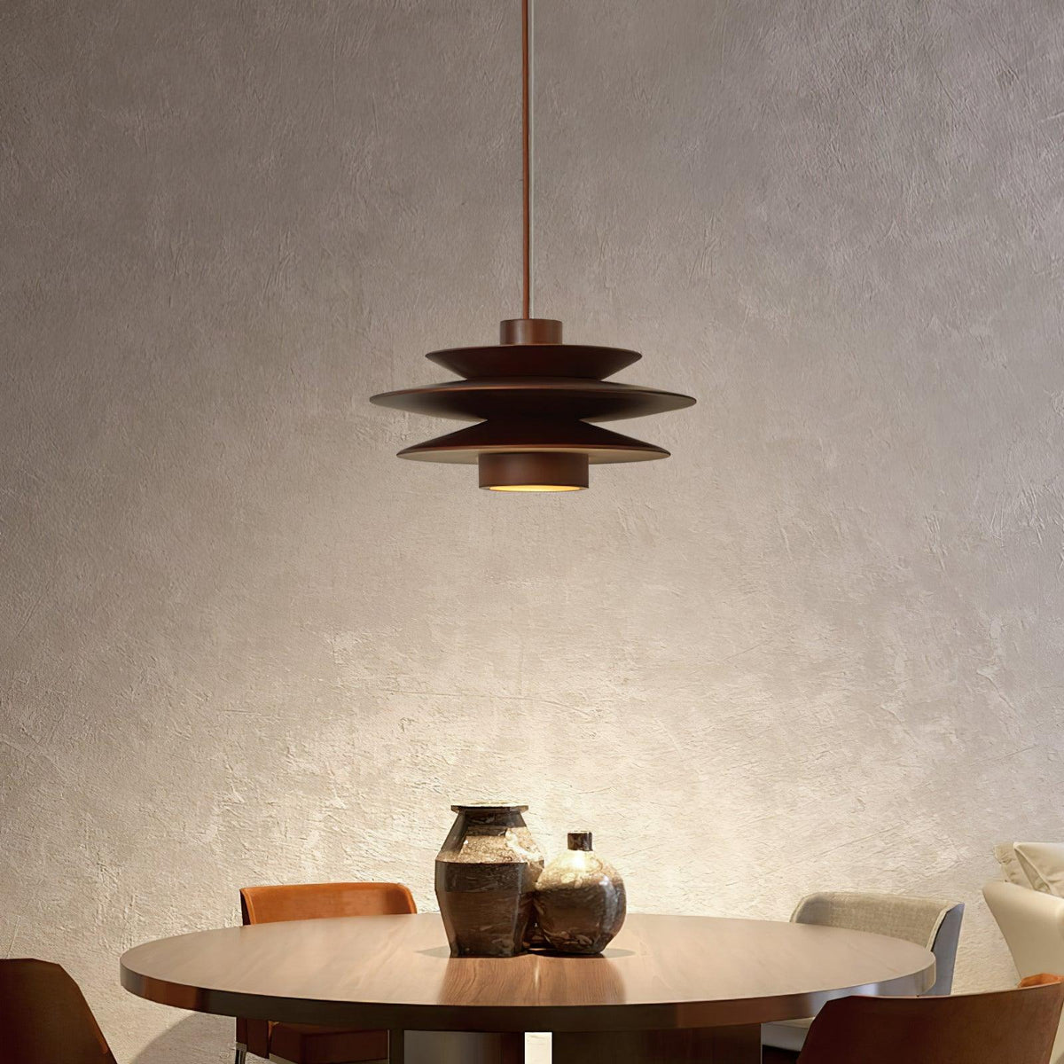 Cascade Wooden Disc Swag Pendant Lamp