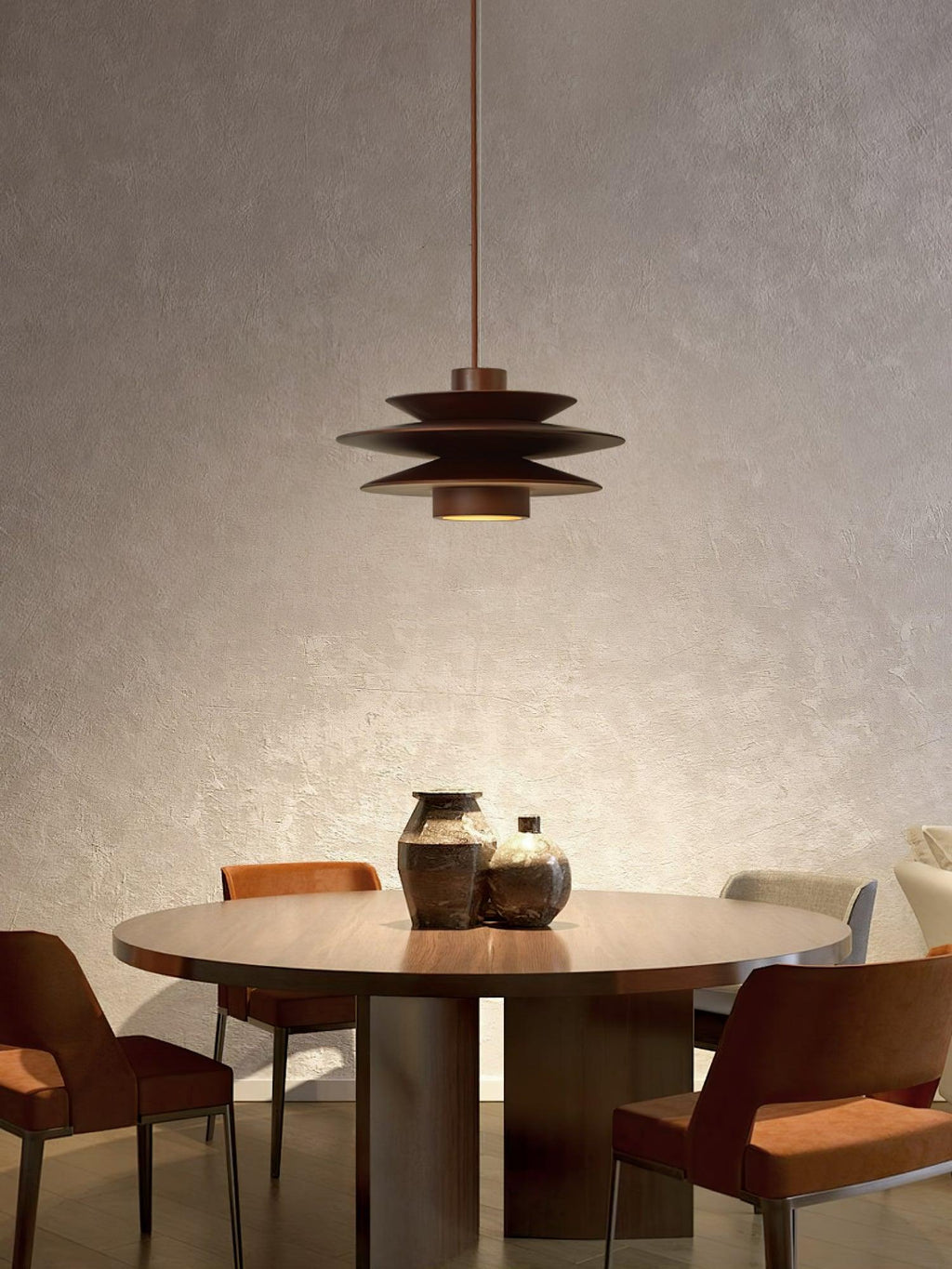 Cascade Wooden Disc Swag Pendant Lamp