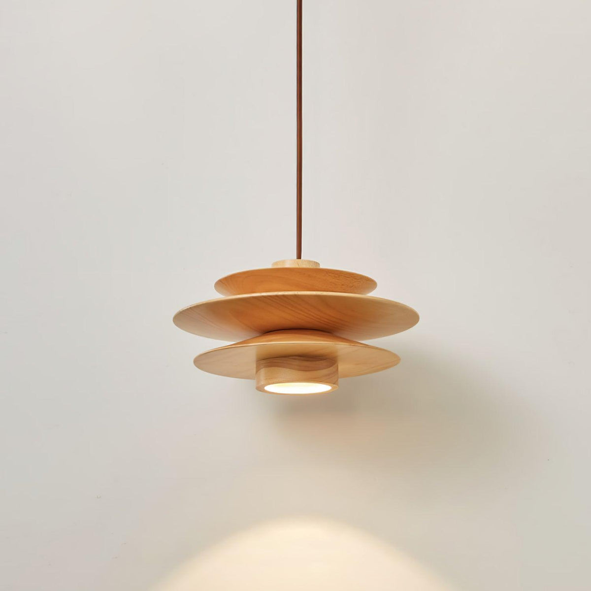Cascade Wooden Disc Swag Pendant Lamp