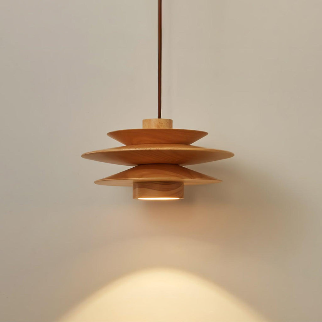 Cascade Wooden Disc Swag Pendant Lamp