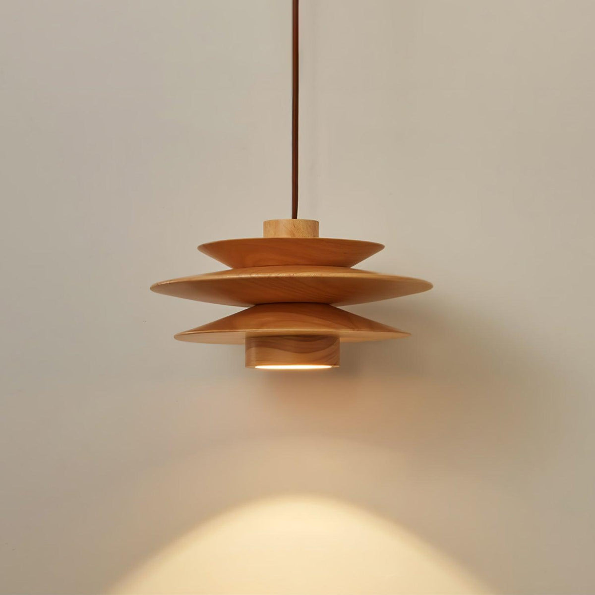 Cascade Wooden Disc Swag Pendant Lamp