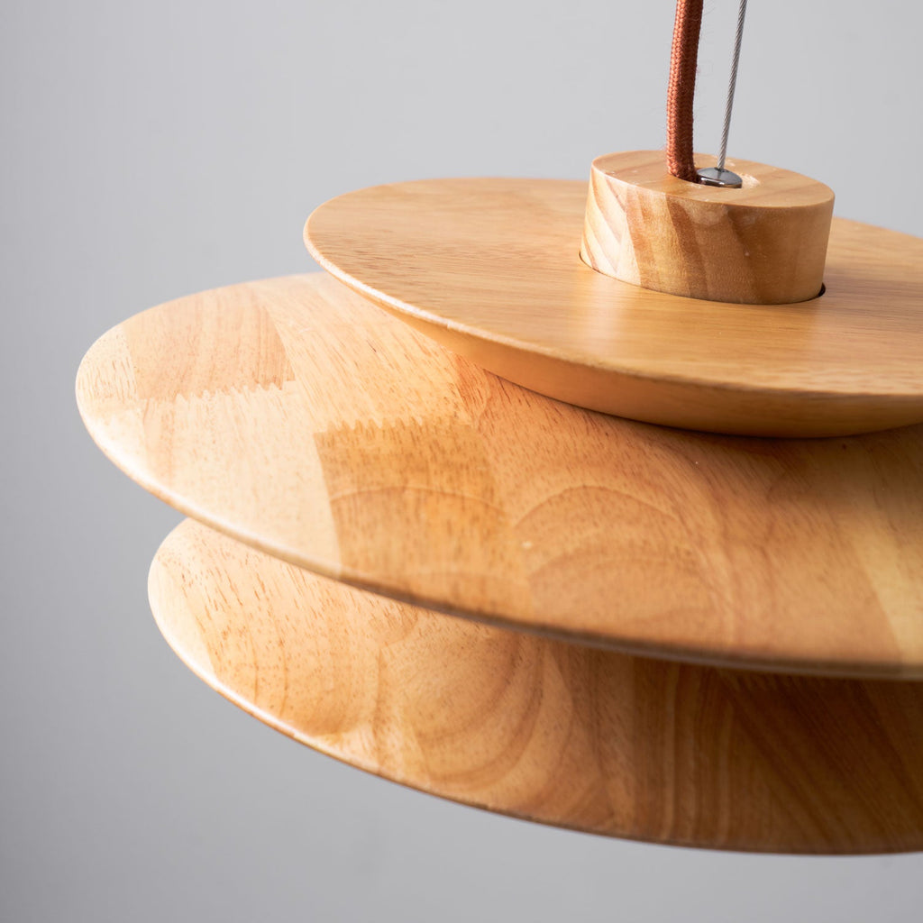 Cascade Wooden Disc Swag Pendant Lamp