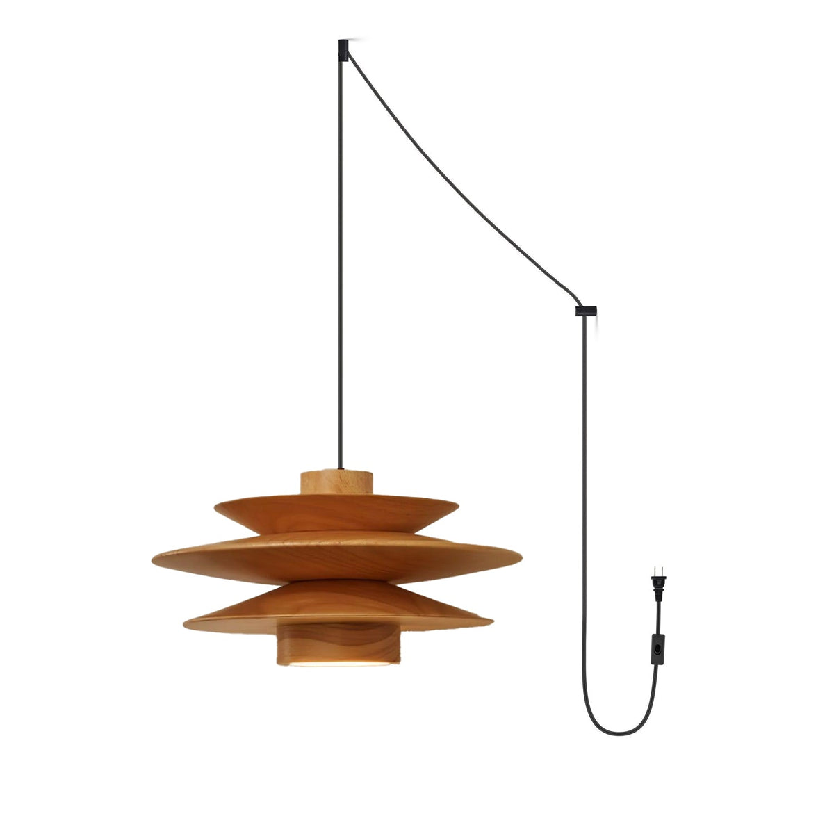 Cascade Wooden Disc Swag Pendant Lamp
