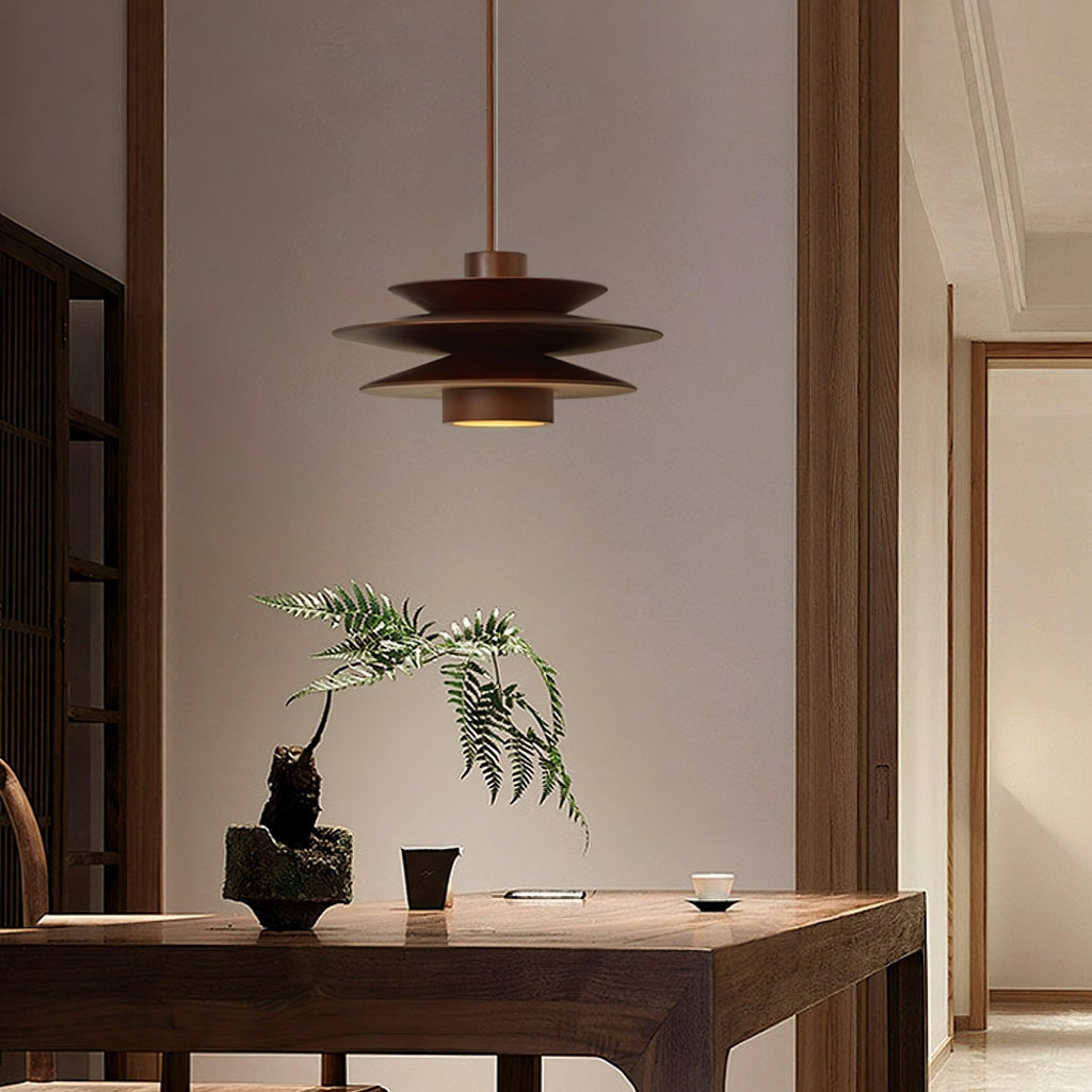 Cascade Wooden Disc Swag Pendant Lamp