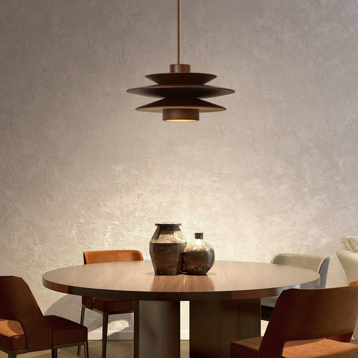 Cascade Wooden Disc Swag Pendant Lamp
