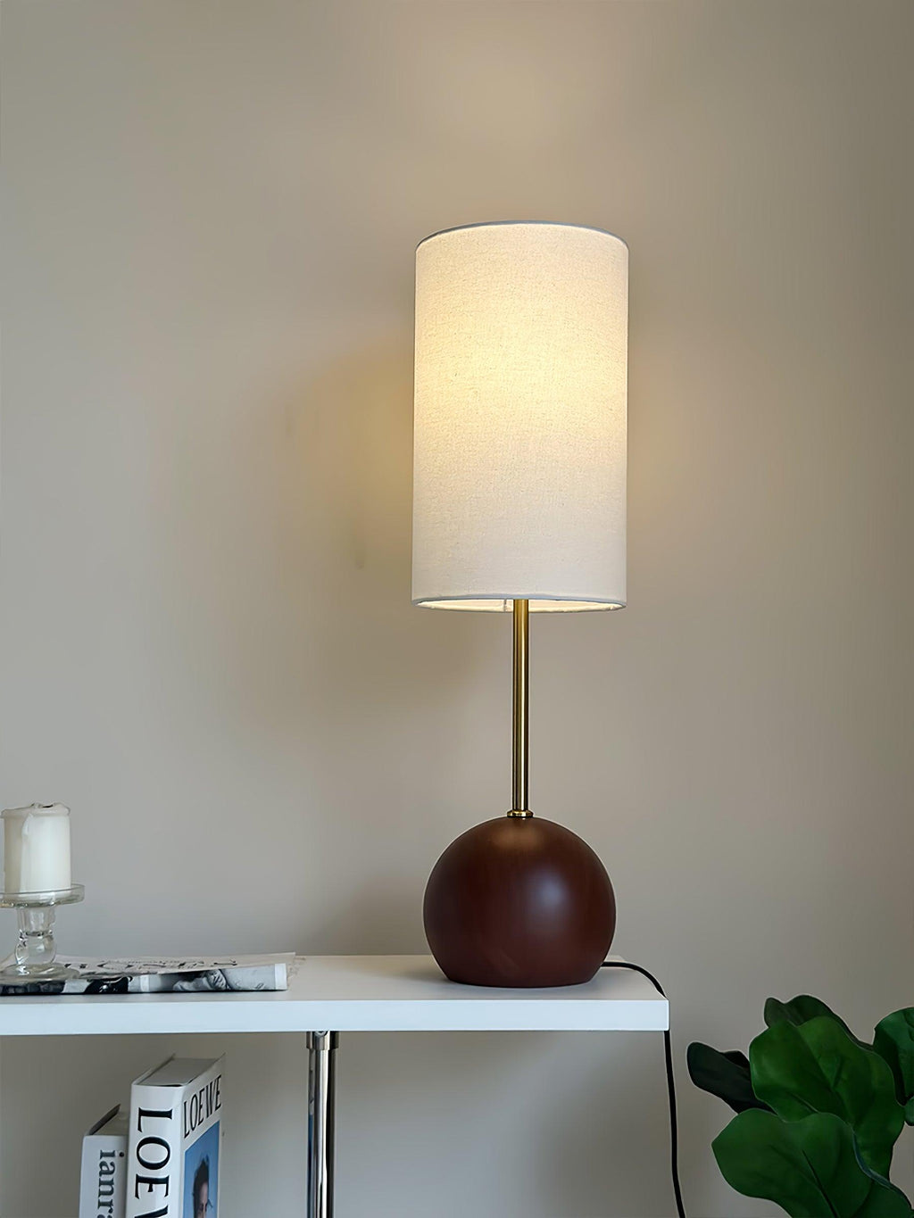 Orbis Wooden Sphere Table Lamp