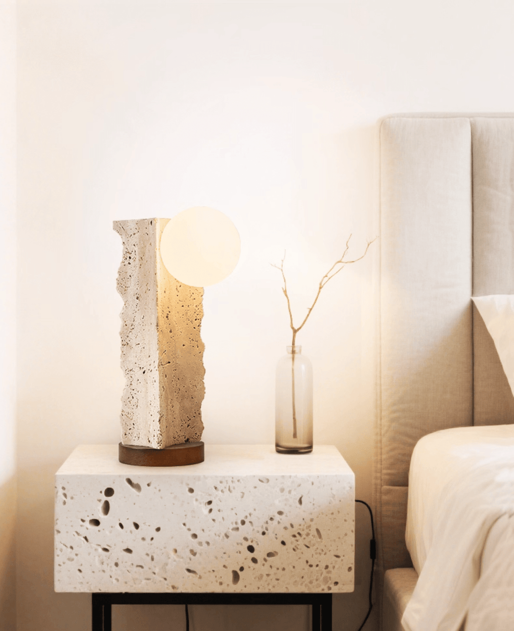 Terra Travertine Orb Table Lamp