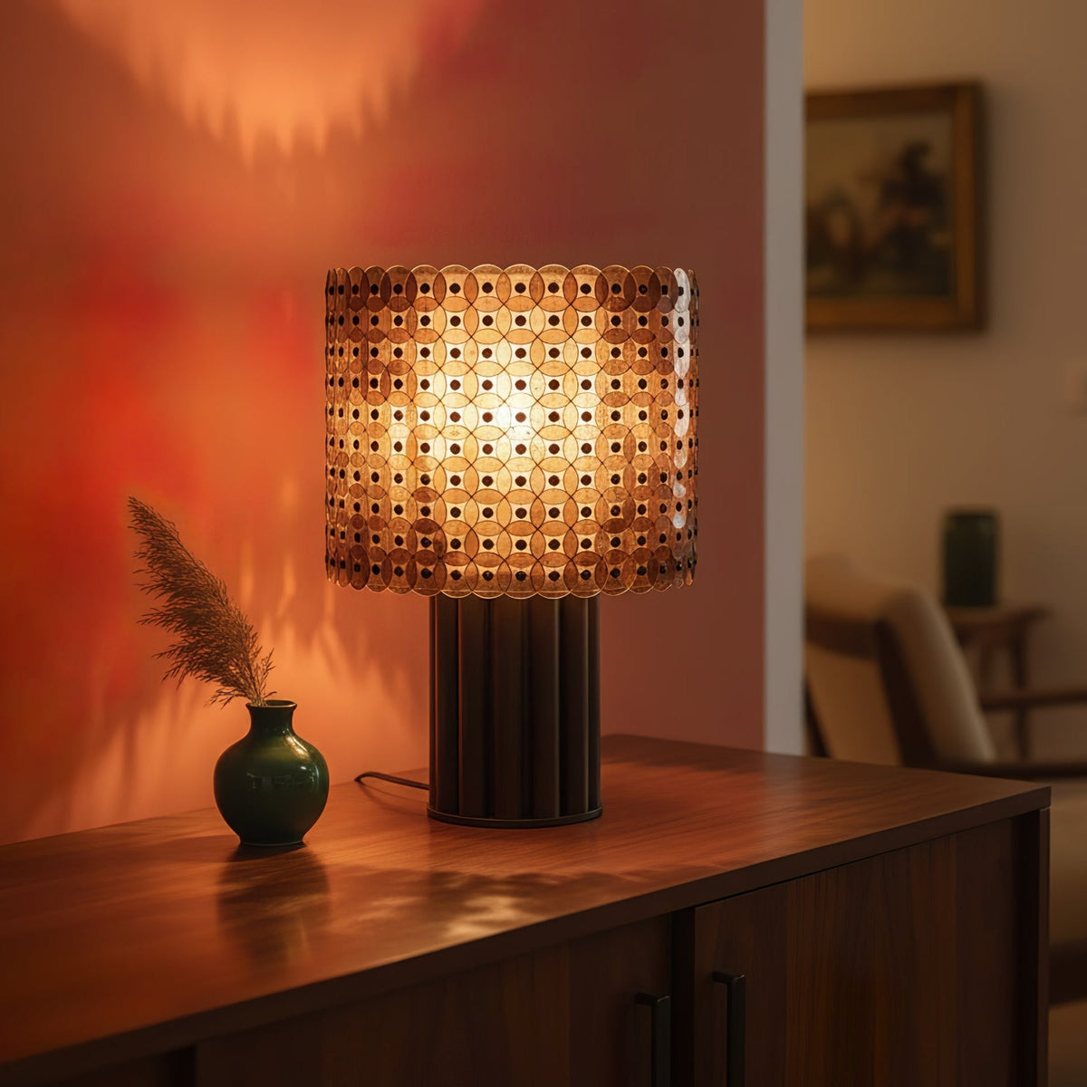 Mica Disc Lattice Table Lamp