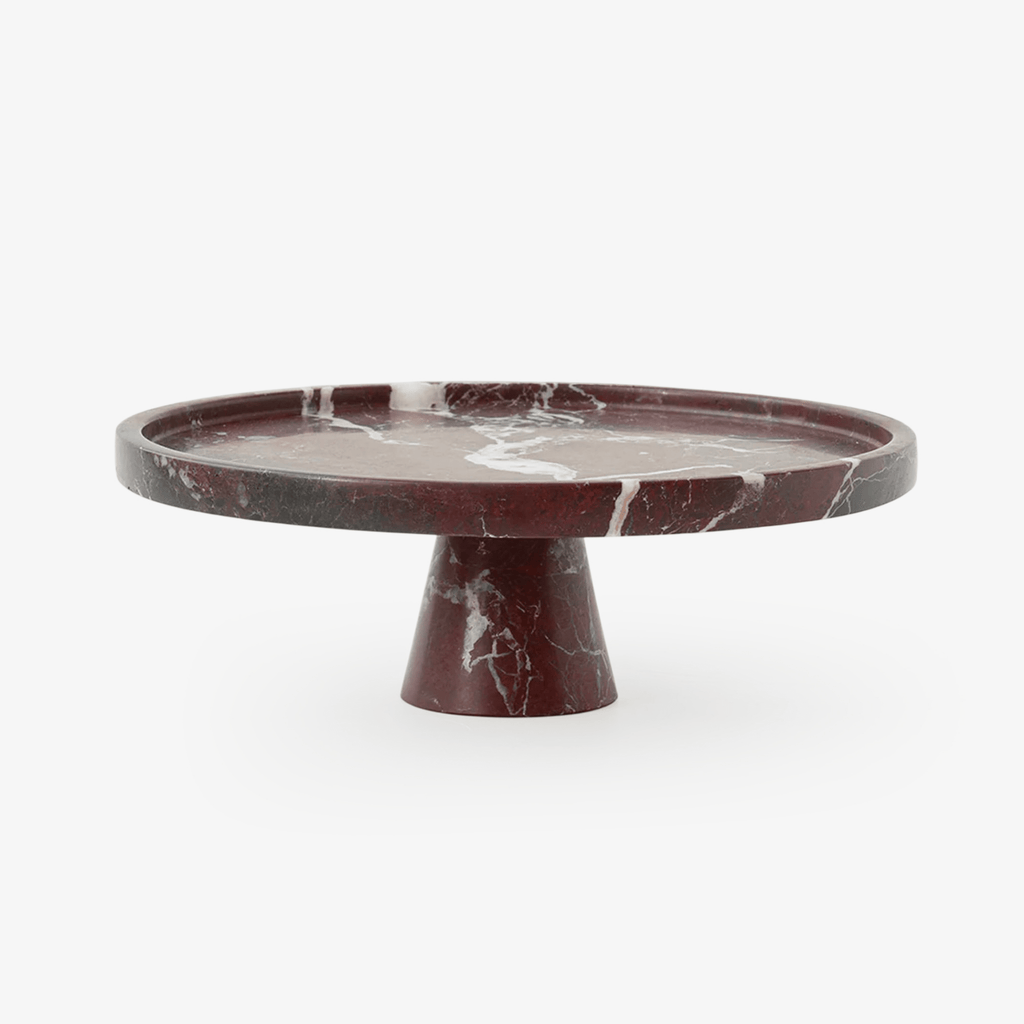 Crimson Marquina Marble Pedestal Tray